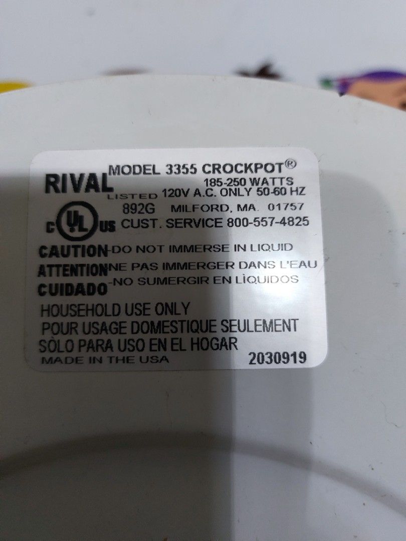 VINTAGE RIVAL SLOW COOKER MODEL 3355, TV & Home Appliances, Kitchen