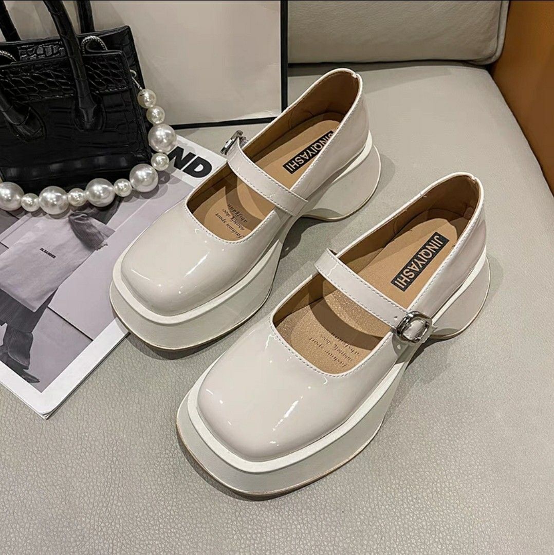 White Mary Jane Platform Heels, Women's Fashion, Footwear, Wedges on ...