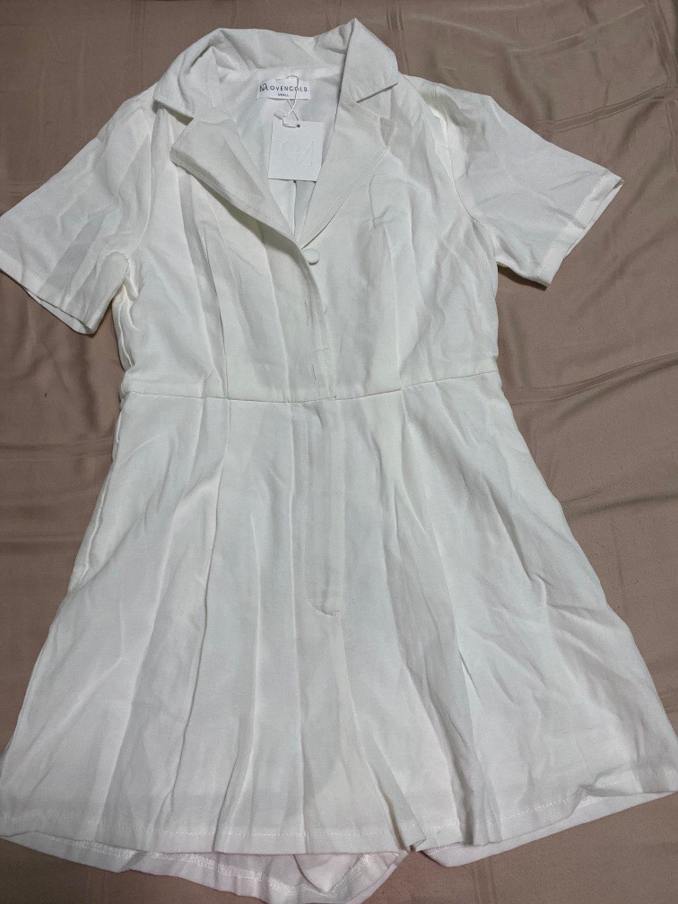 Formal Smart White Stylish Romper Dress