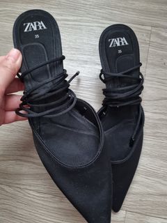 Zara lace fabric heels