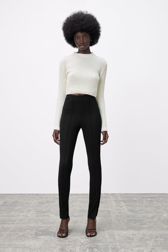 Zara Split Hem Leggings Black, Women's Fashion, Bottoms, Jeans & Leggings  on Carousell