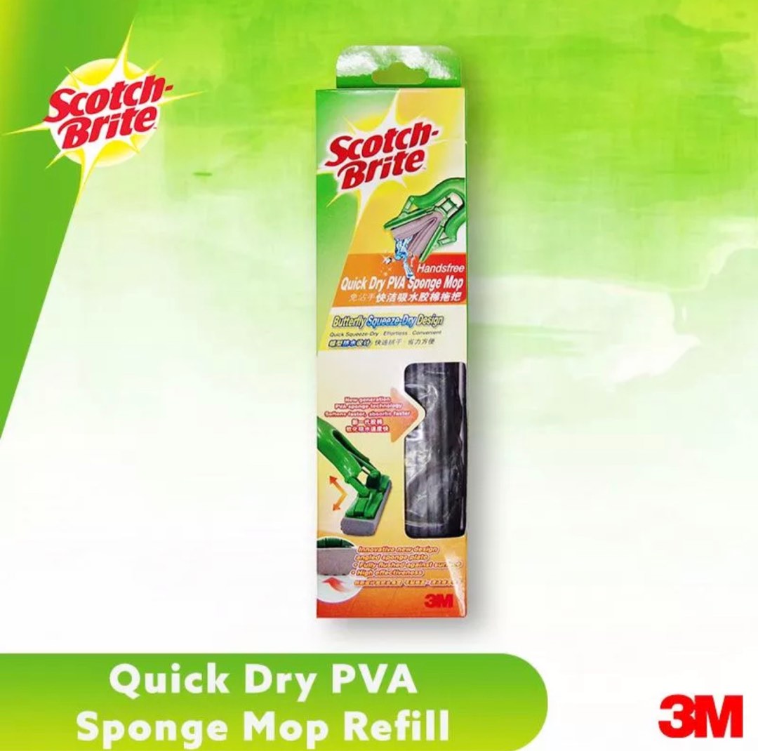 3M Scotch Brite Sponge Mop Refill, Furniture & Home Living, Cleaning