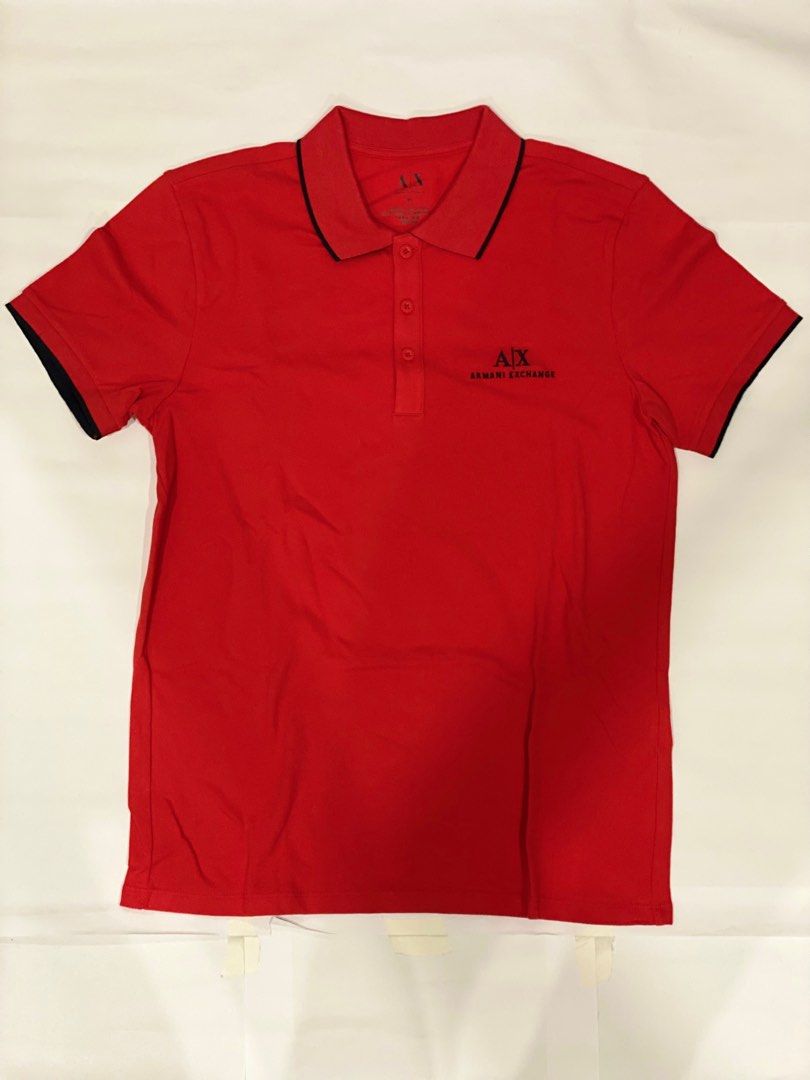 Red armani polo shirt hot sale