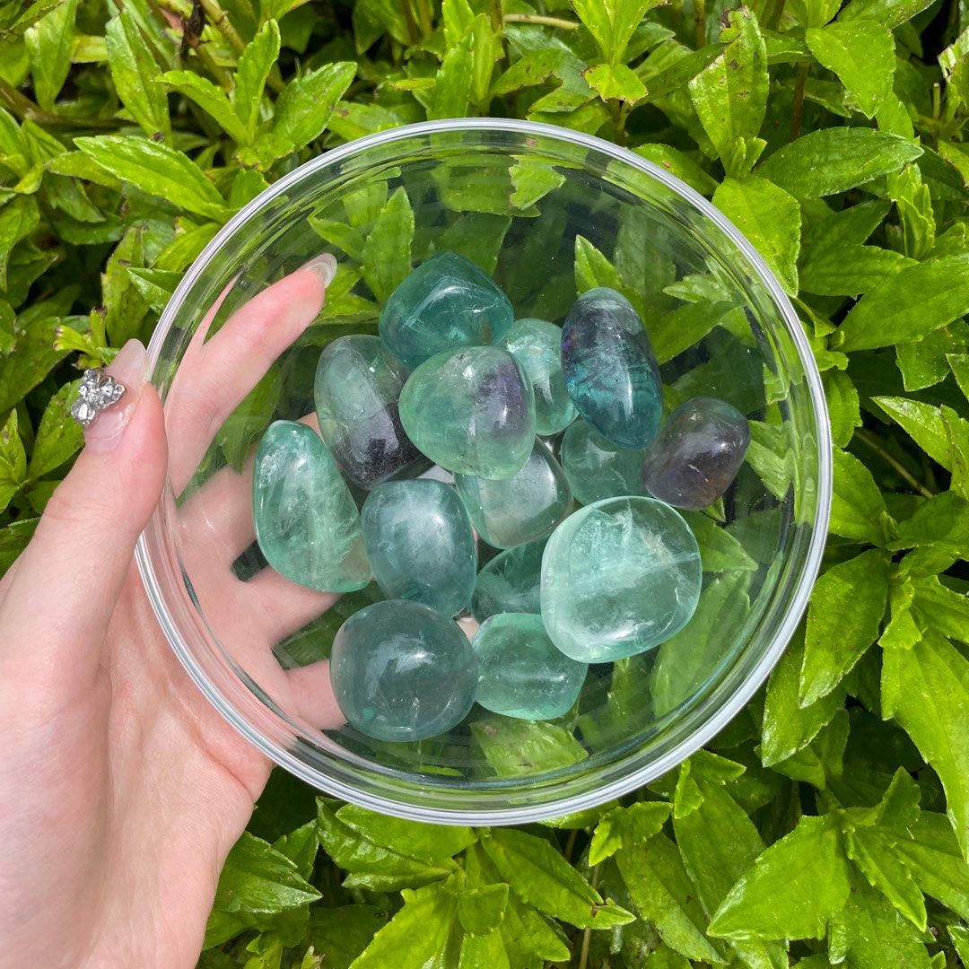Assorted Tumbles (Category: Precious Stones) located in Singapore. Submitted by sherxmine (Listing ID 1201293281, Image 4). Description: assorted tumbles ! [ any 5 for $10 ] - - rose quartz : $2 - moss agate : $2 - citrine : $2 - amethyst : $2.50 - green fluorite : $2.50 - selenite : $3 - peach moonstone : $3.50 - labradorite: $3.50 - rainbow moonstone : $3.50 - please note that crystals do have imperfections so only purchase if you are comfortab