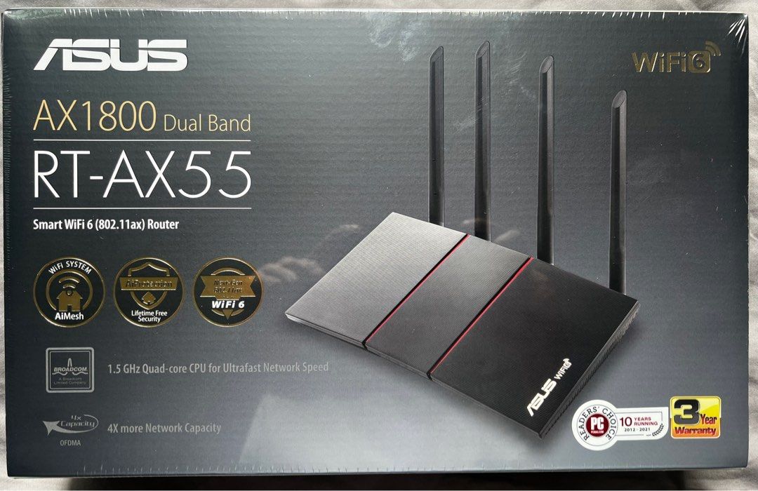 Asus RT-AX55 Dual Band WiFi 6 Router (BNIB), Computers & Tech, Parts ...