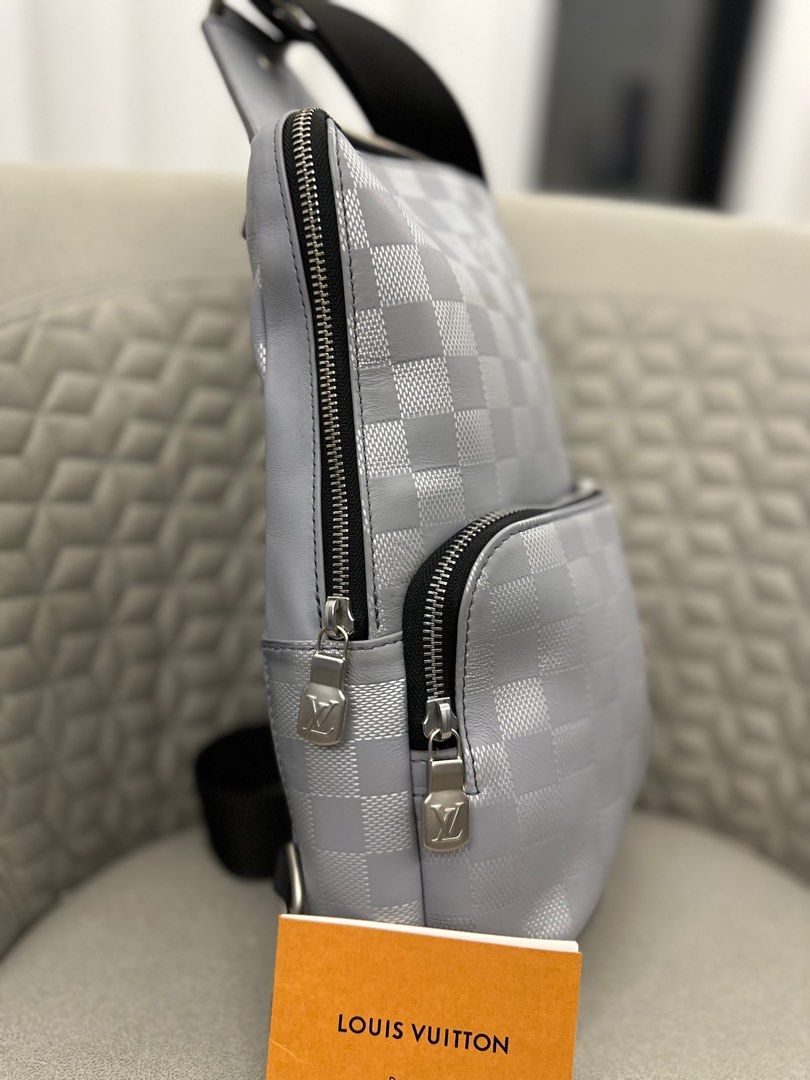 Authentic Louis Vuitton Silver Damier ‘ Avenue Sling ‘ Bag