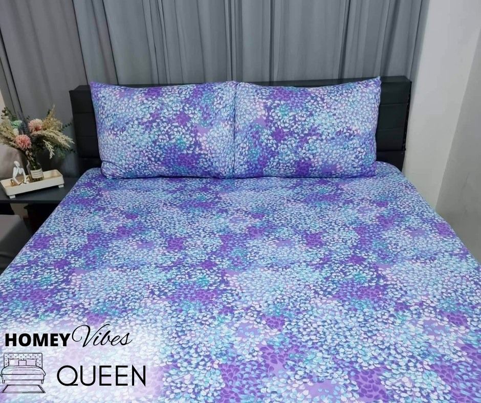 Bedsheet Queen Size with 2 Pillowcase Fully Garterized No Lukot No
