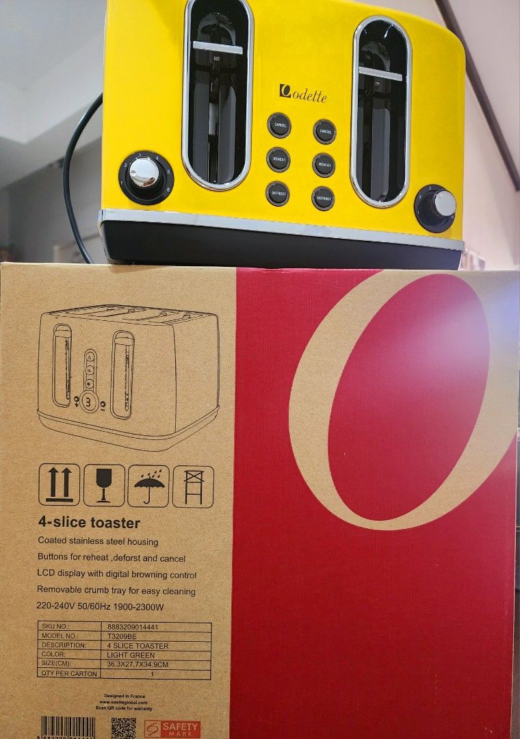 BRAND NEW 4Slice Toaster Yellow ODETTE, Furniture & Home Living