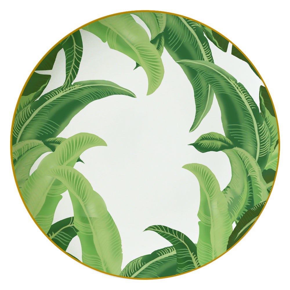 Ceramic Dinner Plate Green Leaf Design (Set of 12), Furniture & Home