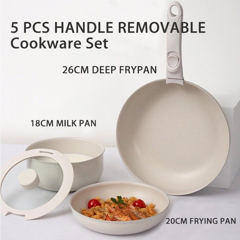 JEETEE 4 PCS Non Stick Kitchen Cookware Set 5 Layers Die-Cast Cooking Pots  and Pans Set with Induction Base Set Periuk Tak Melekat Suitable for All  Stoves Starry Black Collection