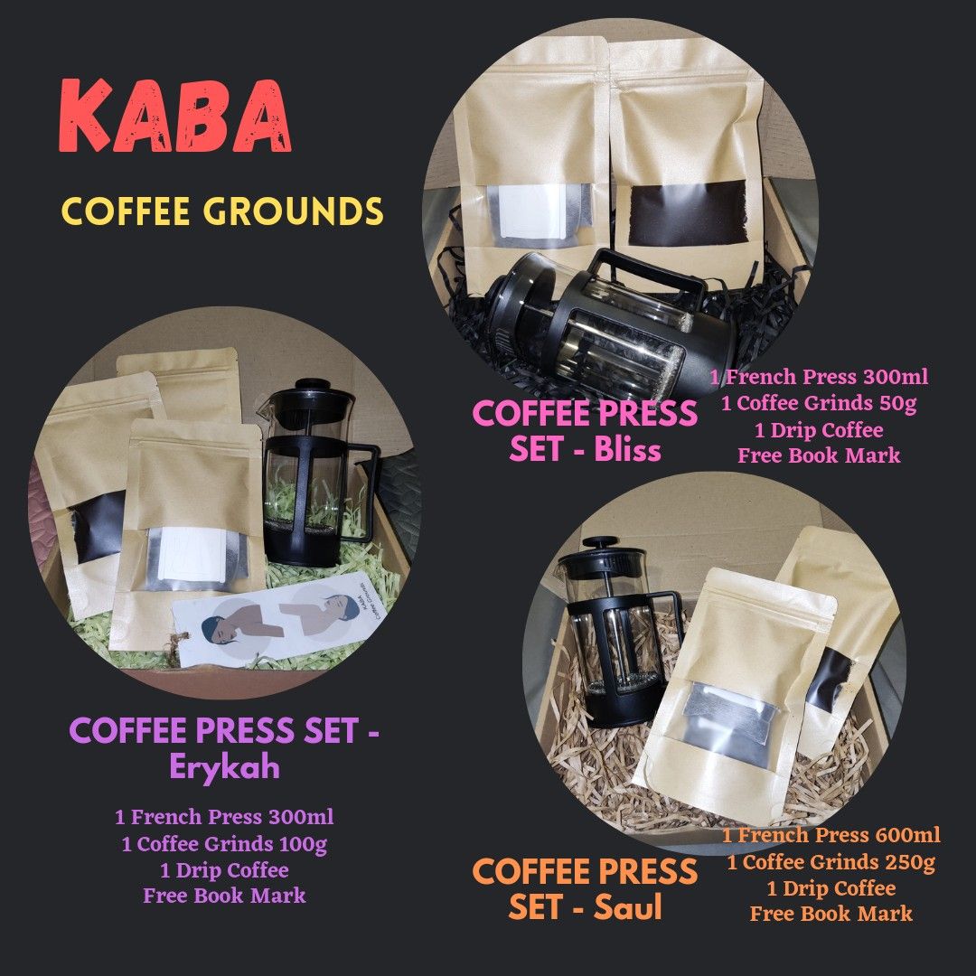 Coffee Press Set (Category: Beverages) located in Marikina City. Submitted by sentosa04 (Listing ID 1201433132, Image 1). Description: ERYKAH SET 550.00 300ml Coffee Press 100g Coffee Grounds 3pcs Drip Coffee Free Bookmark BLISS SET 450.00 300ml Coffee Press 50g Coffee Grounds 3pcs Drip Coffee Free Bookmark SAUL SET 650.00 600ml Coffee Press 250g Coffee Grounds 3pcs Drip Coffee Free Bookmark.
