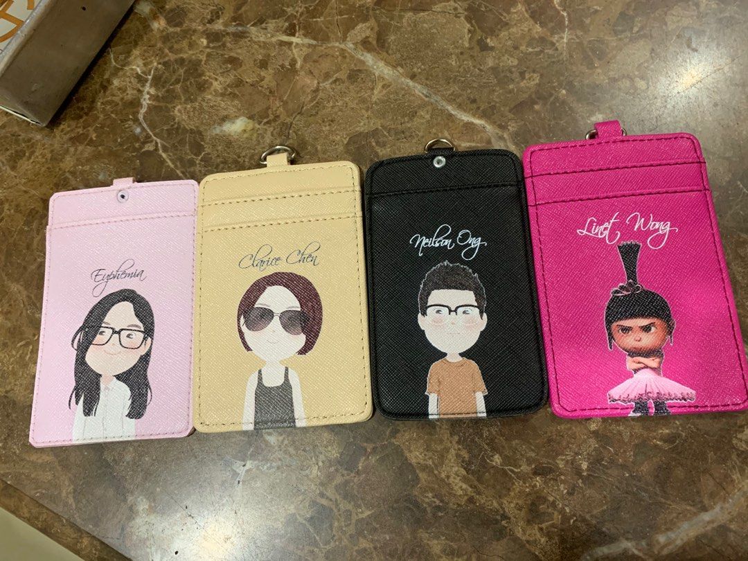 Customized id card holder custom leather incl lanyard, Hobbies & Toys