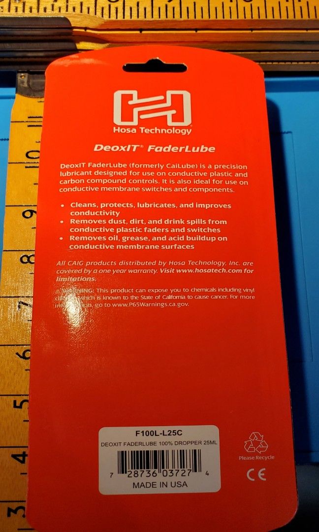 Safe on plastic 100 solution DeOxit FaderLub Fader Lubricant for POTS