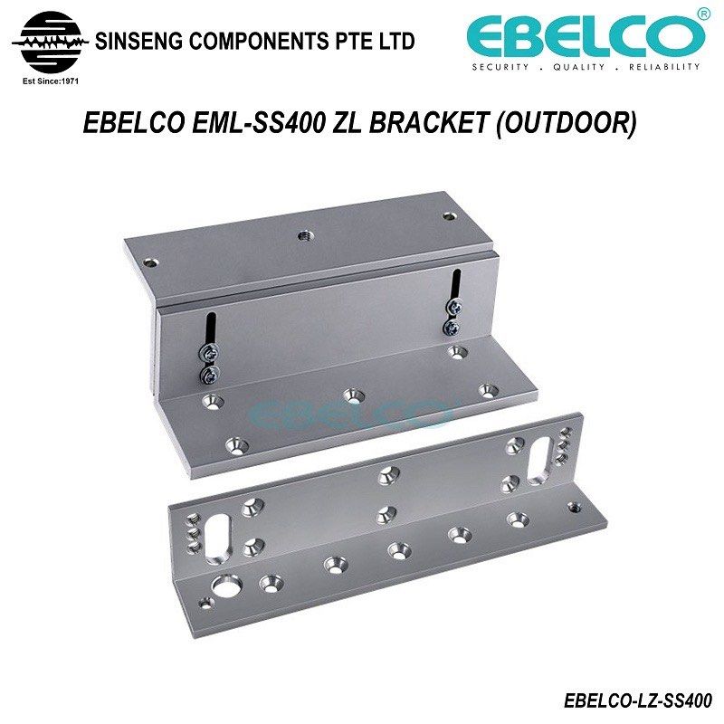 EBELCO EMLSS400 Outdoor ZL BRACKET for EM400 EM Lock 400lbs (Stainless Steel) ForDoor Access