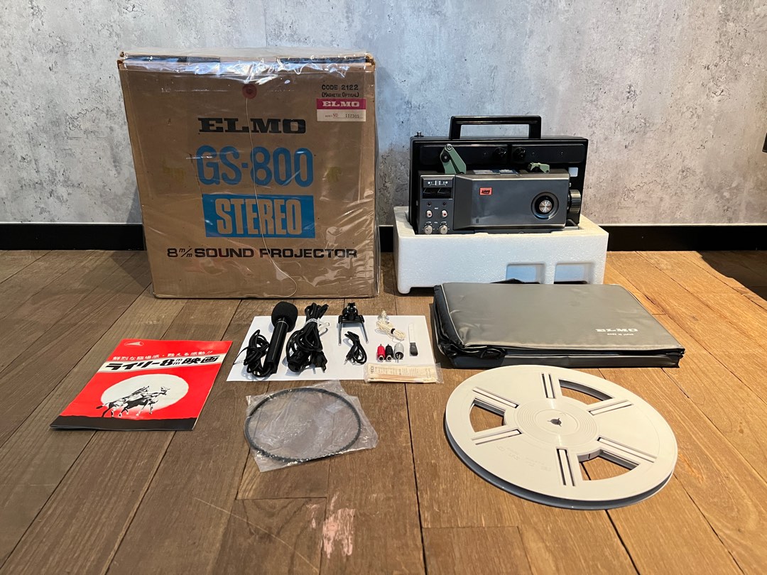 Original box ELMO ST-800 8mm Sound Video Projector Power check Vintage AS IS