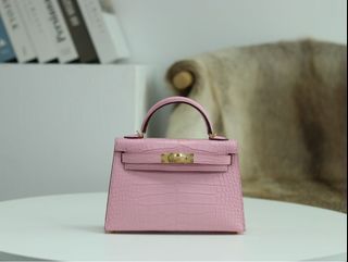 INSTOCK] Hermes Croc Kelly 20 Bubblegum Pink in Matte Alligator. PHW Stamp  D, Luxury, Bags & Wallets on Carousell