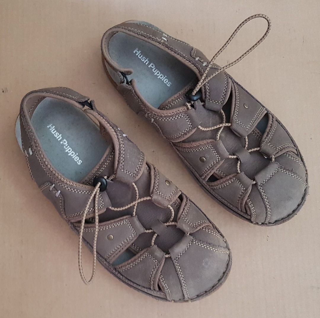 Hush Puppies Fashion Brown Leather Shoes US 9 UK 8 EUR 42 Luxury Designer Shoes Versatile Slippers Sandals Comfortable Slip on Casual Slides