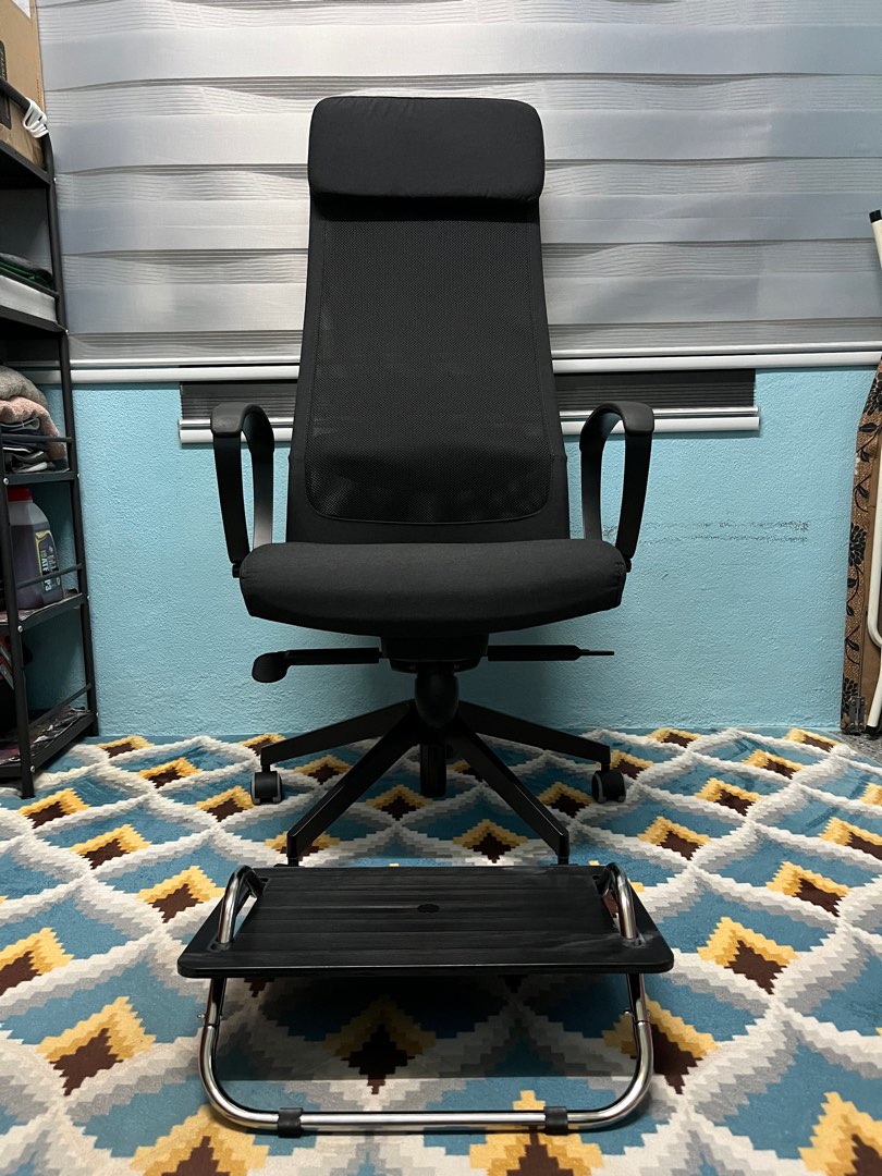 Ikea Markus Office Chair + Ikea Dagotto FootRest, Furniture & Home