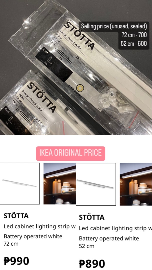 IKEA Stotta LED Light, Furniture & Home Living, Lighting & Fans