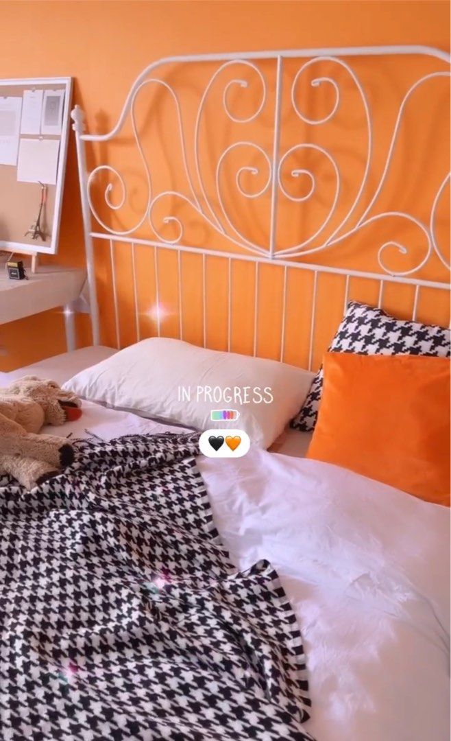 IKEA white bed frame + Queen size bed, Furniture & Home Living