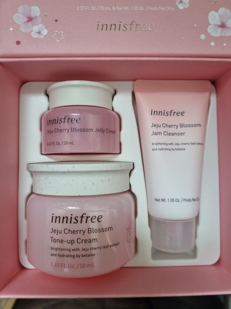 Innisfree Cherry Blossom 3Step Skincare Set (Exp June 2024), Beauty & Personal Care, Face
