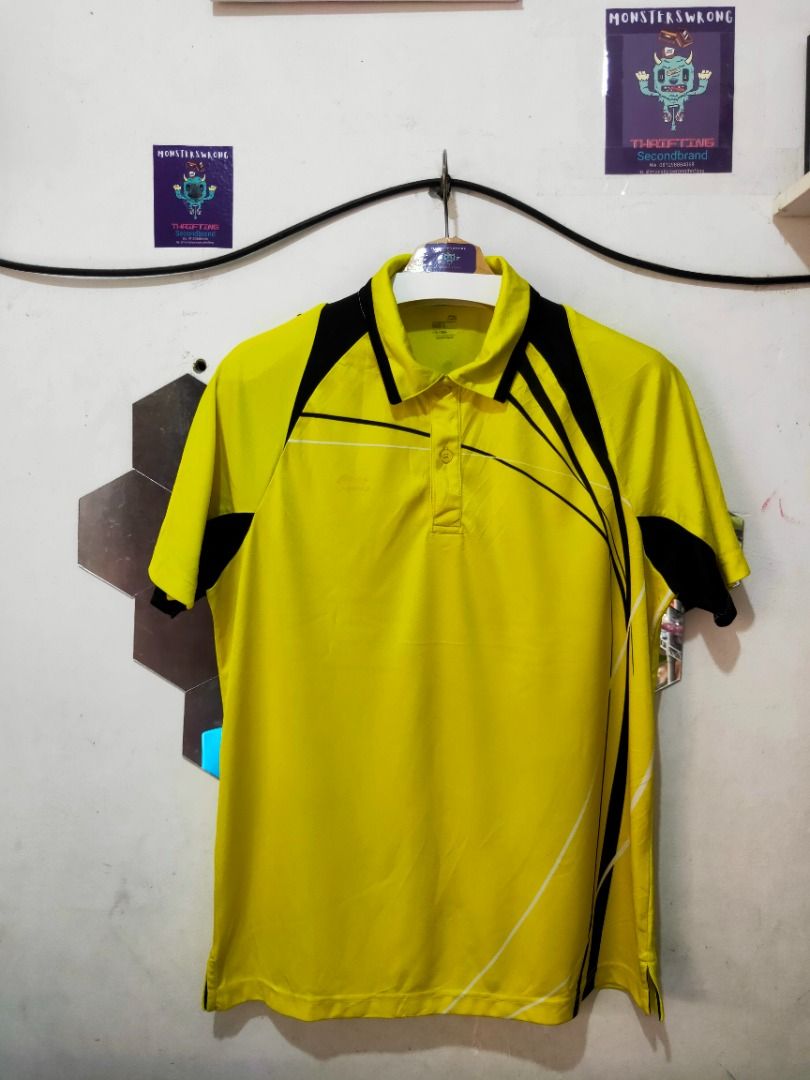 Kaos Polo Li-ning Kuning Garis Hitam Putih, Fesyen Pria, Pakaian ...