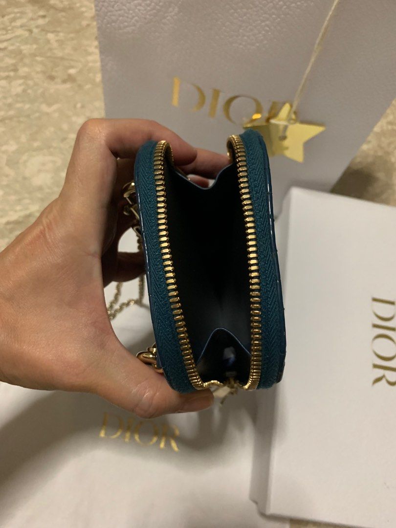 Lady Dior Phone Holder Placid Blue Patent Cannage Calfskin