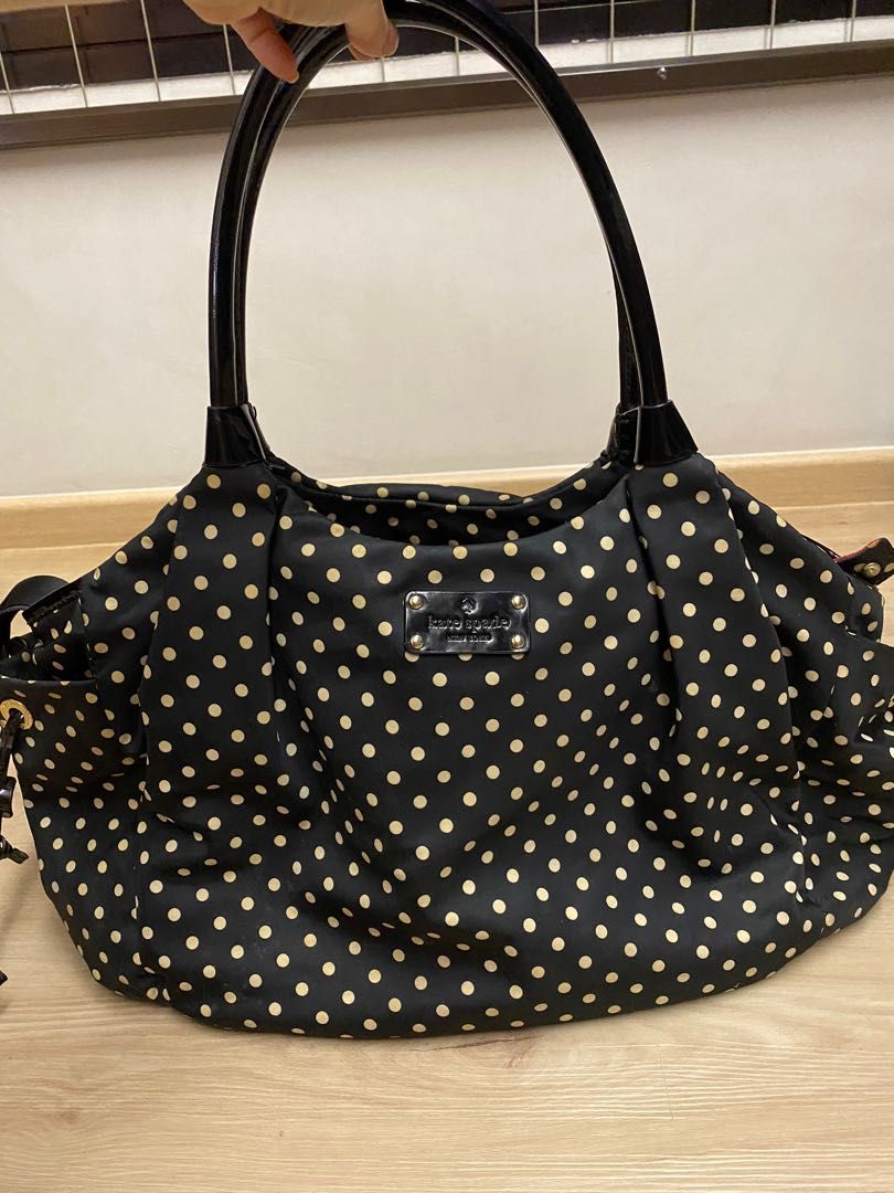Authentic Large Kate Spade Diaper Bag with changing mat Polka dots design