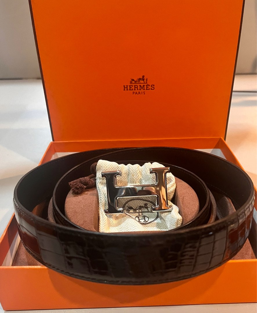 Legit Hermes Croc Belt, Luxury, Accessories on Carousell