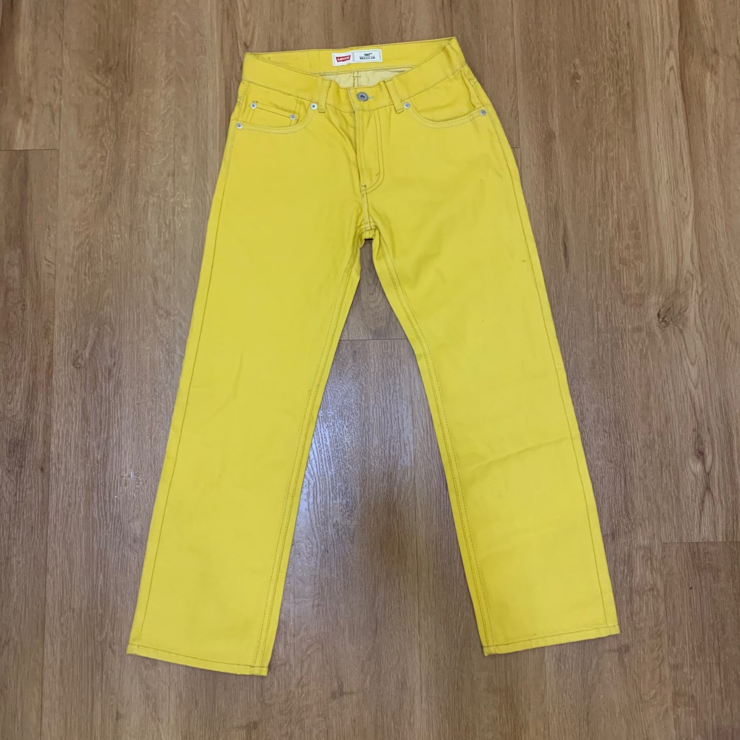 Yellow denim jeans top