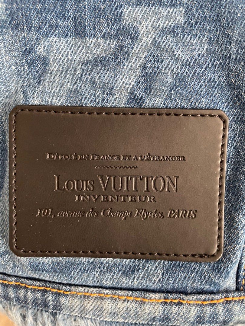 louisvuitton blurry giant monogram collar-less denim jacket