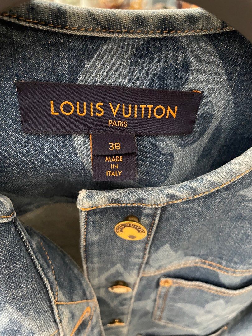 louisvuitton blurry giant monogram collar-less denim jacket