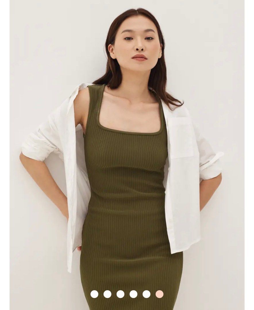 strapless open back dress Casual Chic Style Long Sleeve Ribbed Knit Midi Dress main image 1