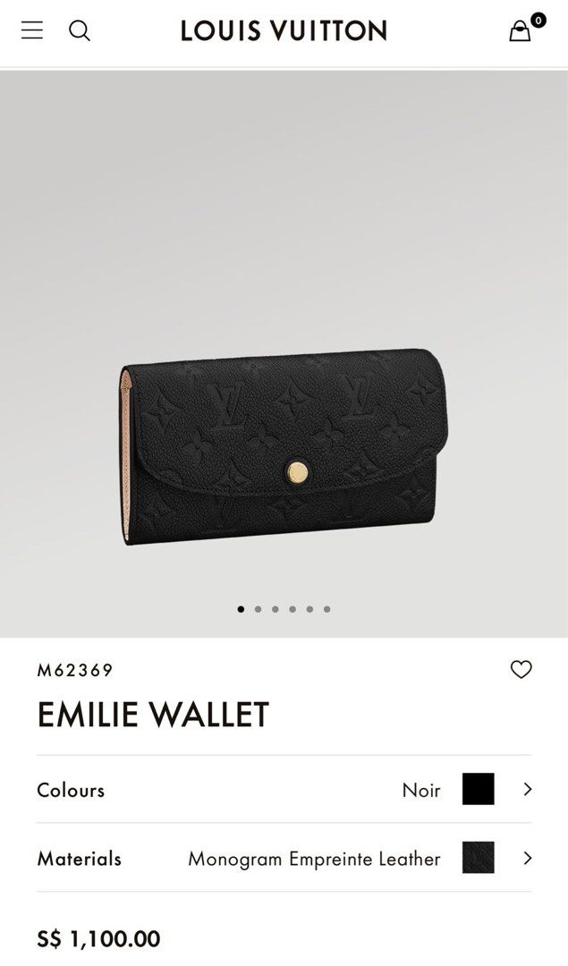 Louis Vuitton - Noir Empreinte Emilie Wallet