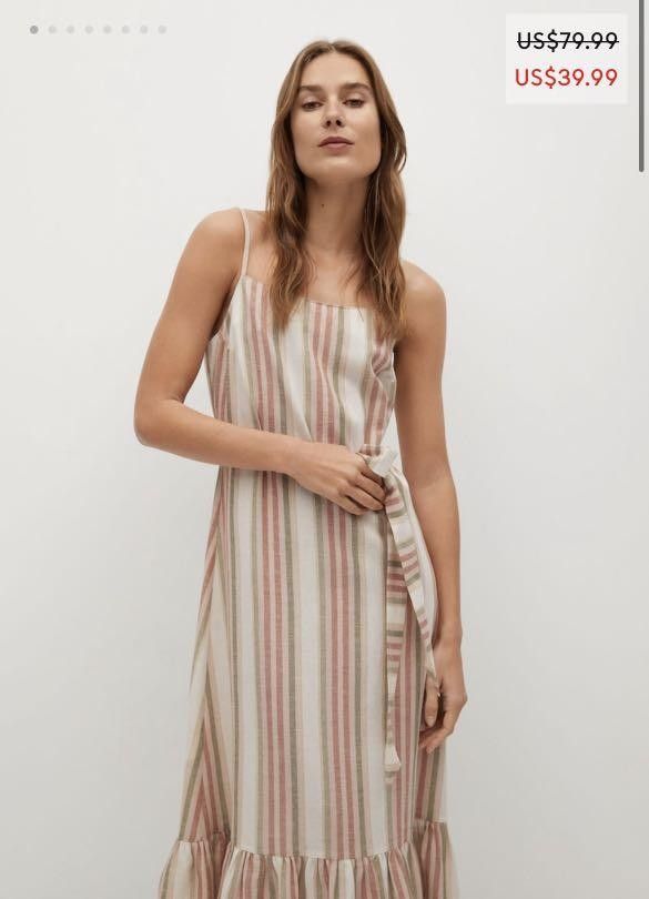 Striped linen hot sale dress mango