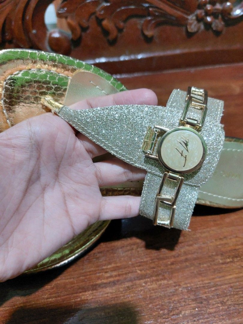 Marc Fisher Amina 2 Gold Thong Sandals