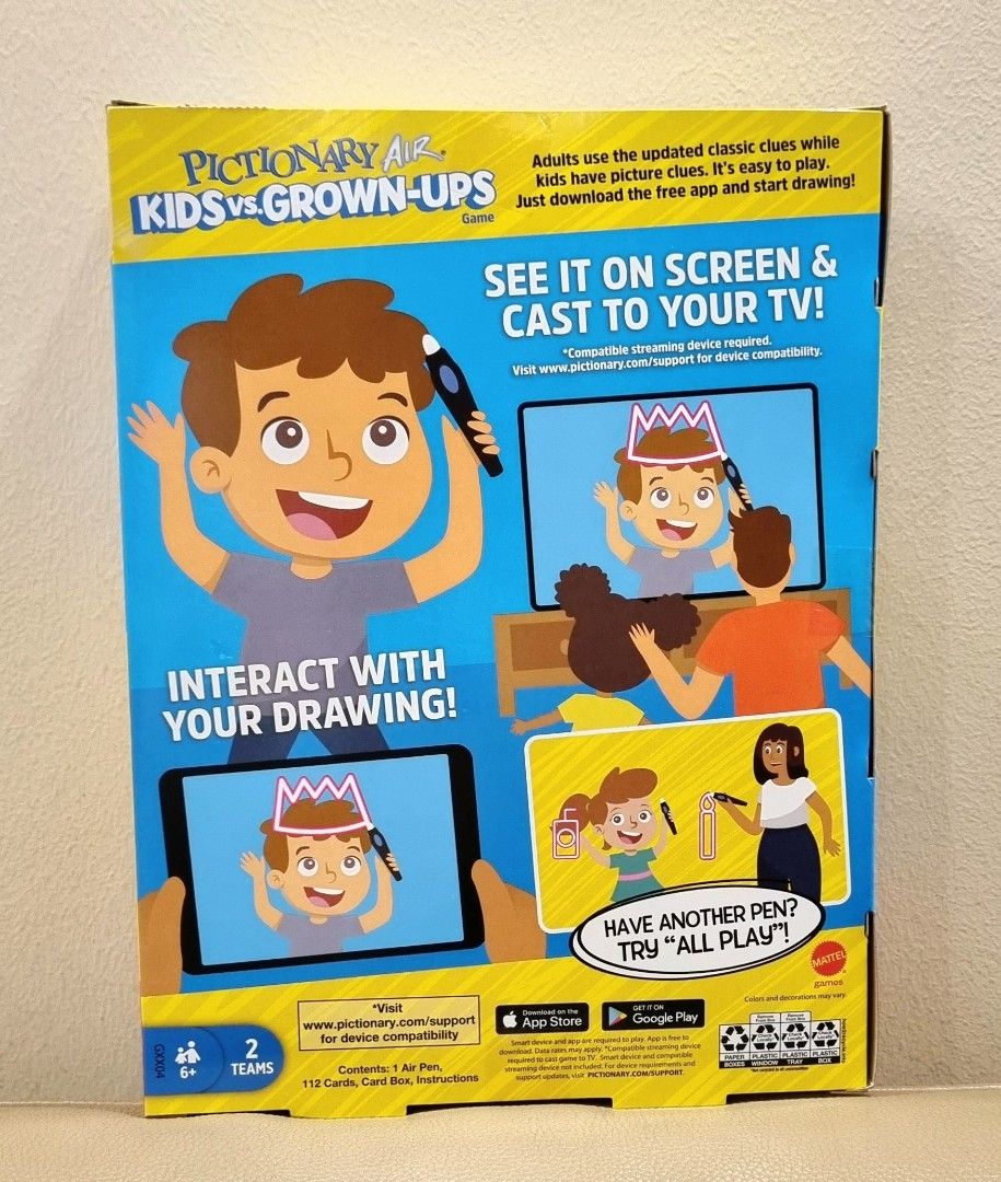 Mattel Pictionary Air Kids vs GrownUps Family Drawing Game, Hobbies