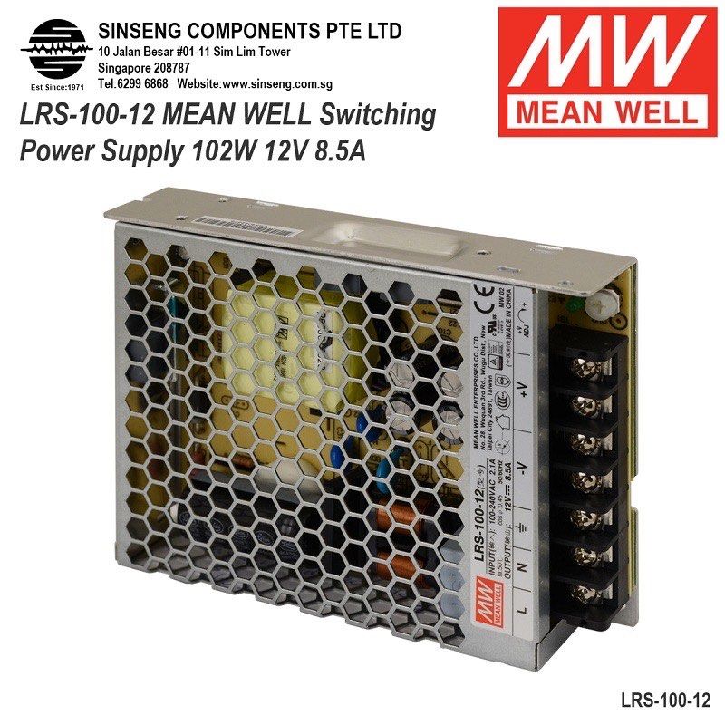 Mean Well LRS Series (LRS-100) LRS-100-12 MeanWell Industrial Panel Mount Switching Power Supply - 102W 12V 8.5A SMPS632261845699861123