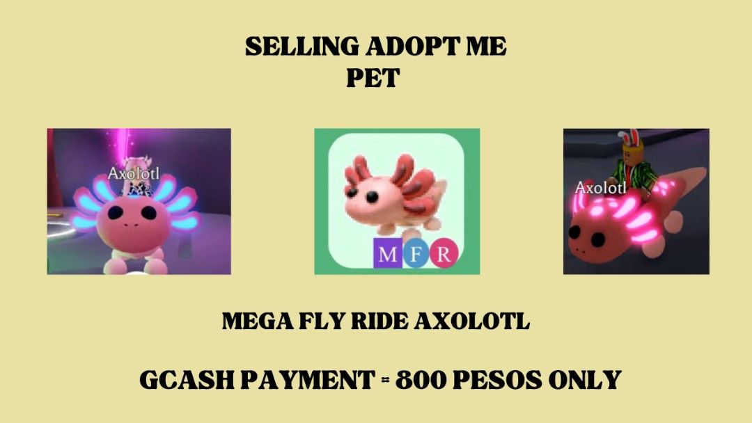 MEGA NEON FLY RIDE AXOLOTL ADOPT ME, Video Gaming, Gaming Accessories