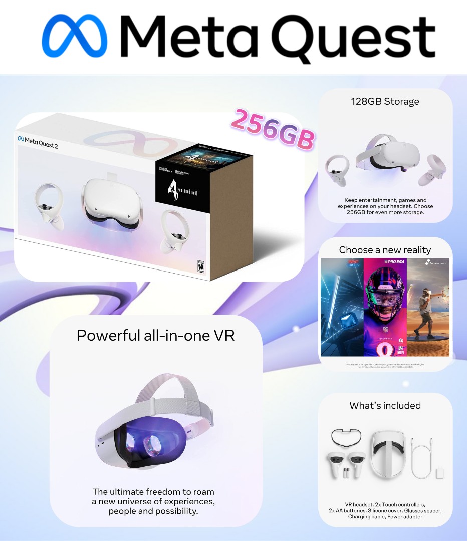 Meta Quest 2 — Advanced All-In-One Virtual Reality Headset — 256