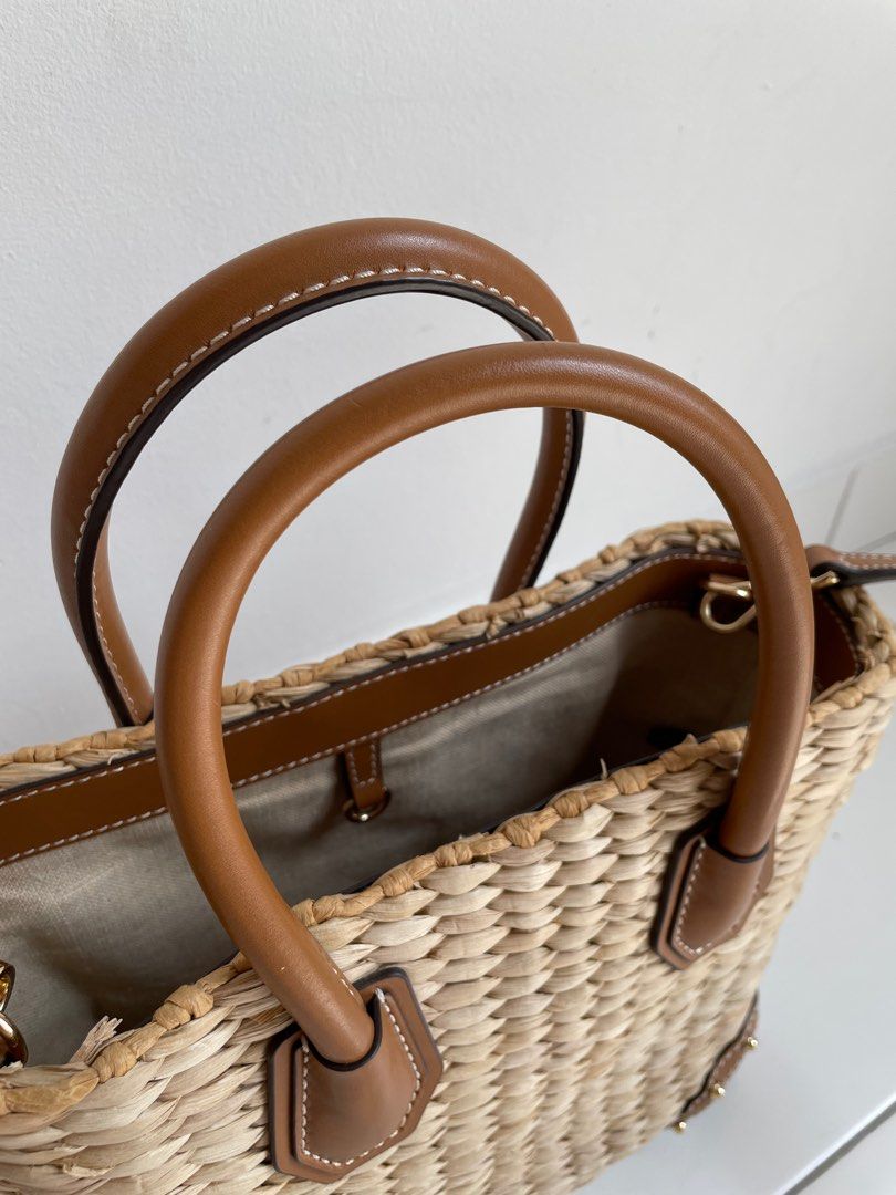 Michael kors malibu woven straw tote cheap