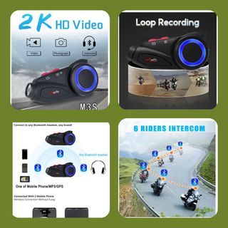 Motorcycle 2k HD Video Recording Bluetooth Maxto M3S + 64Gb Sd Card