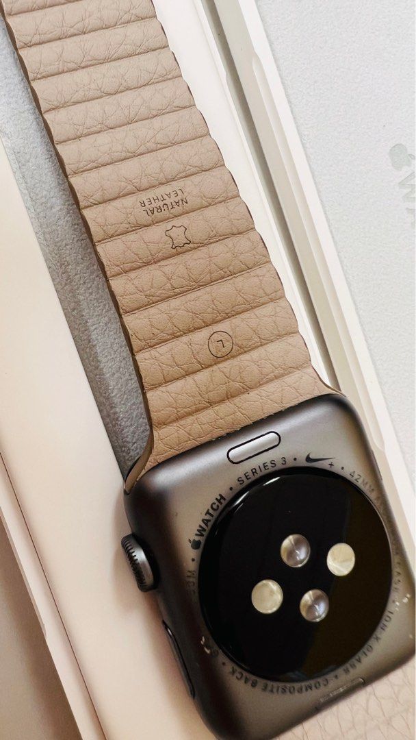 New Apple Watch Leather Loop Stone strap and Apple Watch Series