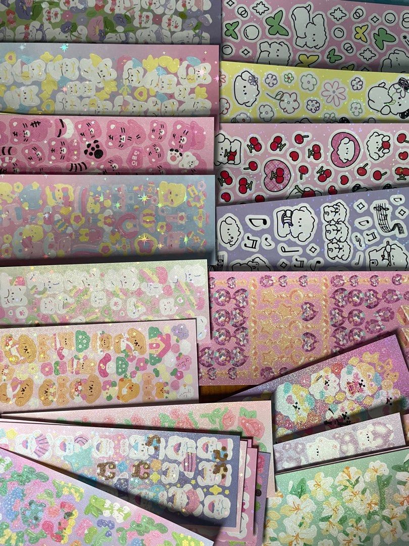 [po&go] 50 sticker sheets korean toploader decorate aesthetic pet shiny ...