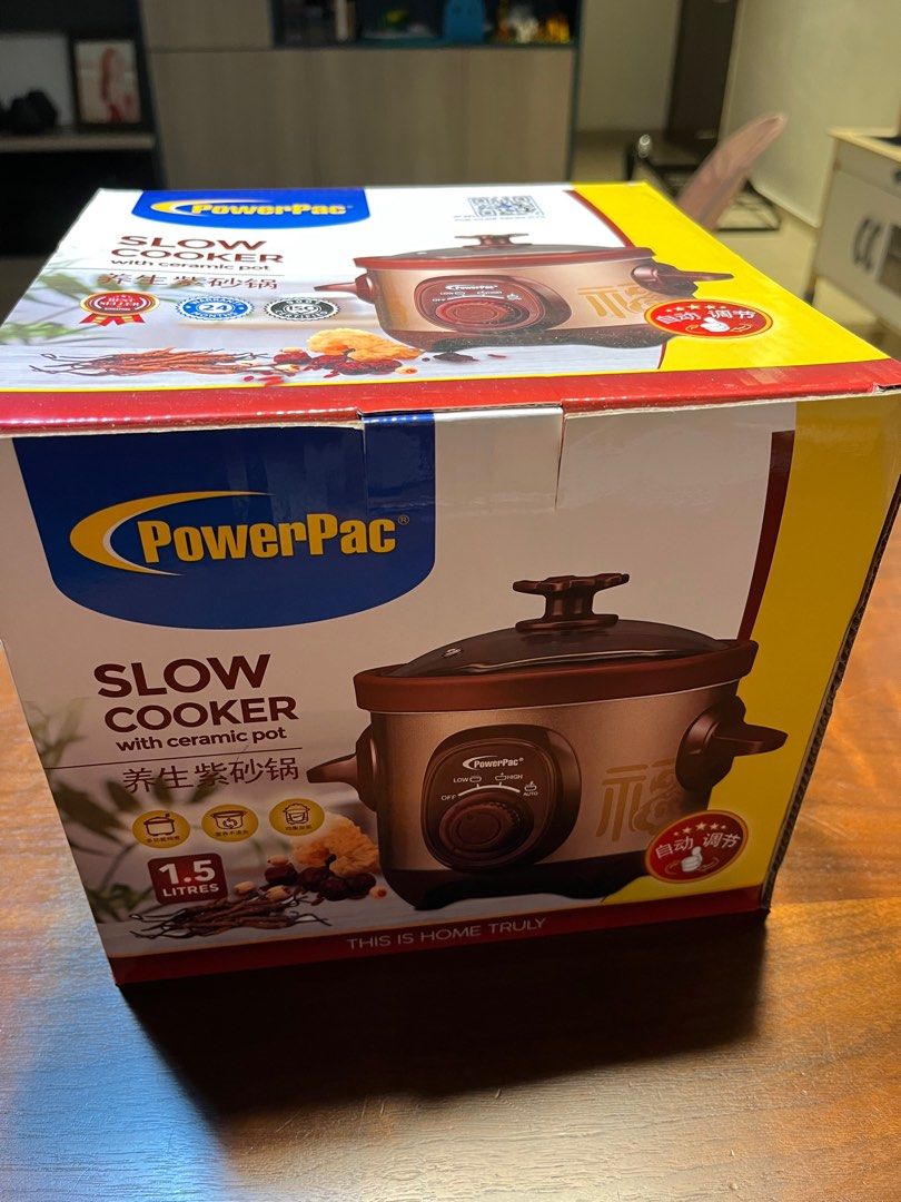 PowerPac slow cooker 1.5 litres with box, never used., TV & Home