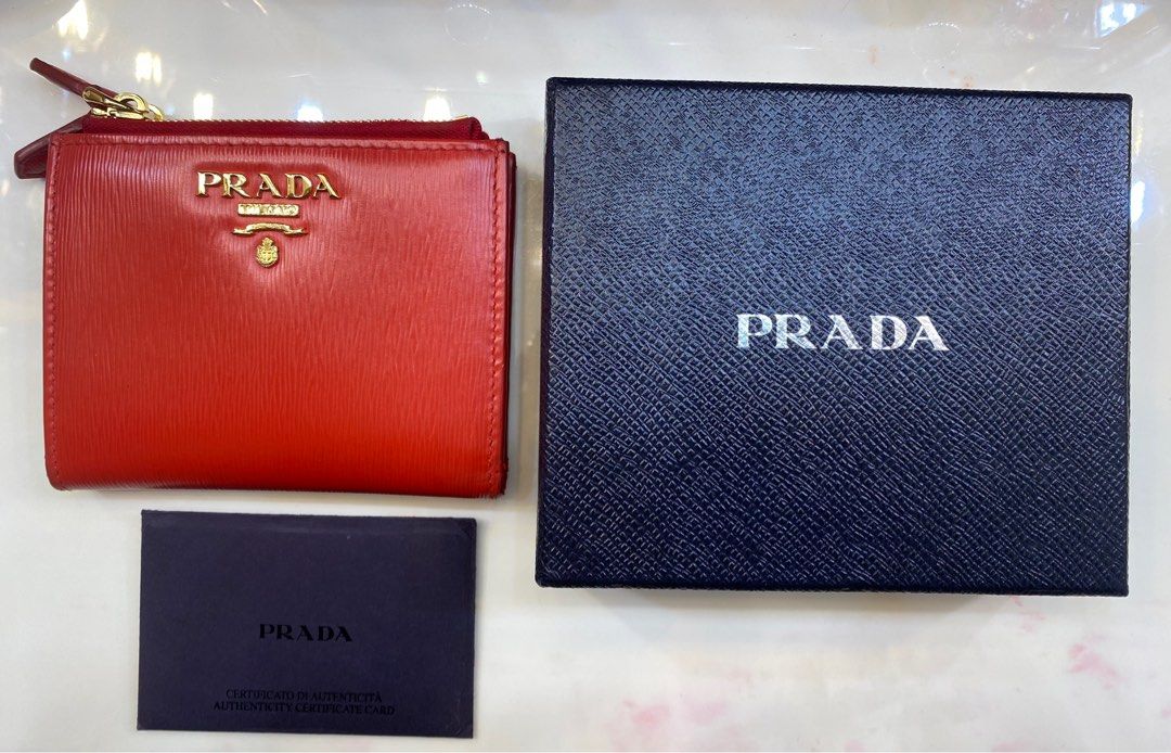 Authentic Prada Saffiano Leather Bi-Fold Wallet Blue