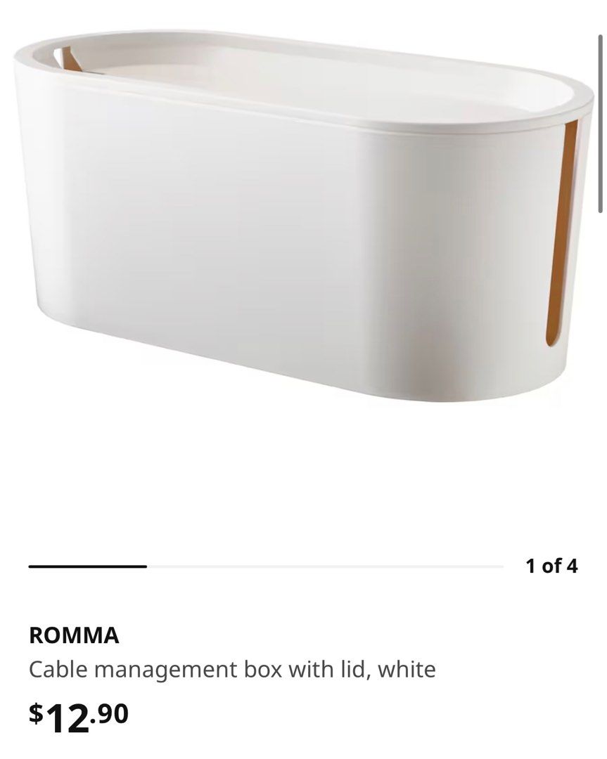 ROMMA Cable management box with lid, white (1set), Furniture & Home
