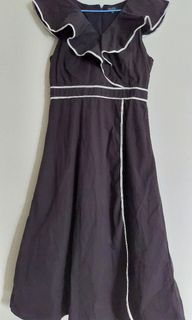 Ruffle long black dress zalora