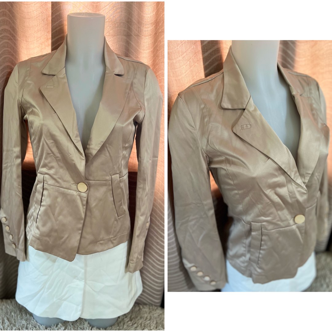 New Fashion Feather Sleeves Silk Texture Blazer