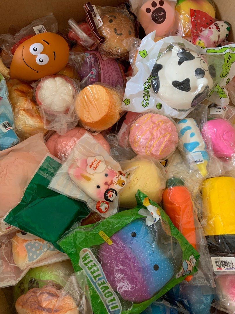 Squishy - assorted (Category: Plushies & Soft Toys) located in Singapore. Submitted by weiwwyy (Listing ID 1200766689, Image 2). Description: Slightly damaged but not used. Giving away😀 Stock from shop closure. Random designs Collection from Bishan St 12, void deck of HDB blk.